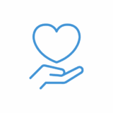 Icona cuore su mano